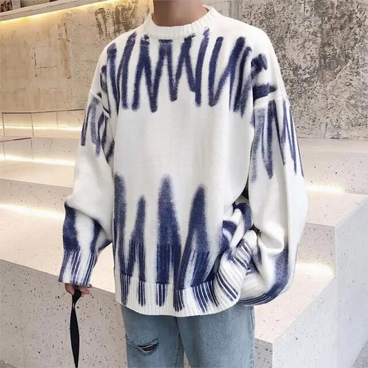 Men Korean Fashions Sweaters Pullovers 2023 Mens Streetwear Fashions Oversized Knitted Sweater Autumn Oversized Tops