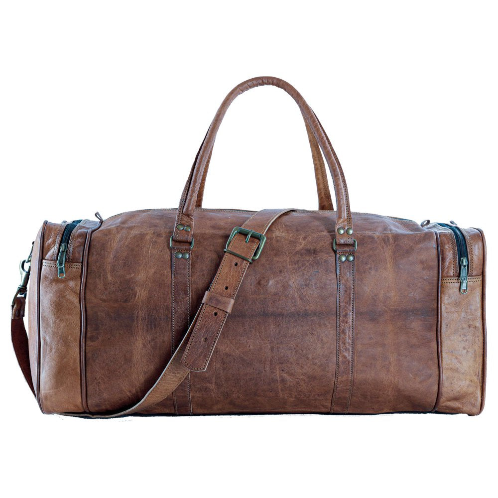 Vintage Leather Duffel Travel Bag