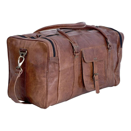 Vintage Leather Duffel Travel Bag