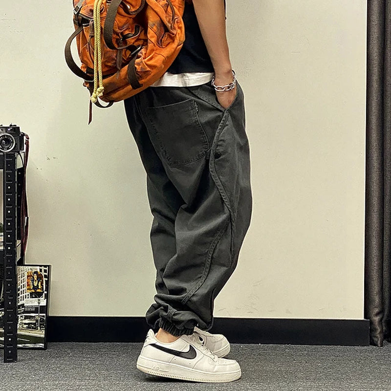 Plus Size Japanese Streetwear Oversize Cargo Pants Men Clothing Harajuku Casual Joggers Korean Hip Hop Baggy Trousers Male