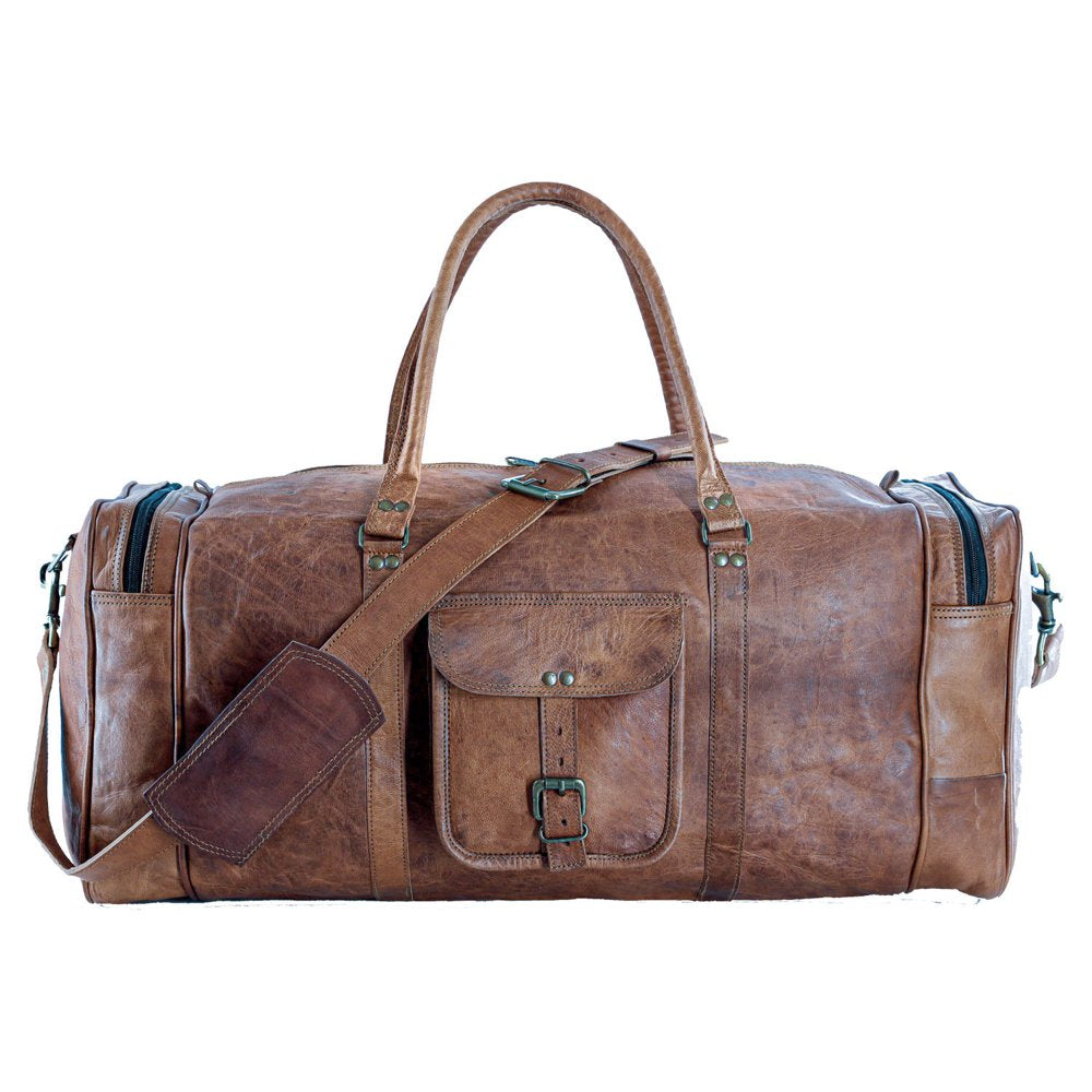 Vintage Leather Duffel Travel Bag