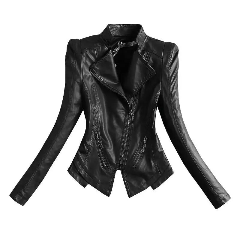 2023 New Fashion Slim Women Motorcycle Leather Wild Short Women'S Leather Jacket Leisure Coat Female Black Women'S Clothing