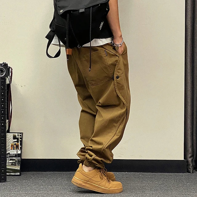 Plus Size Japanese Streetwear Oversize Cargo Pants Men Clothing Harajuku Casual Joggers Korean Hip Hop Baggy Trousers Male