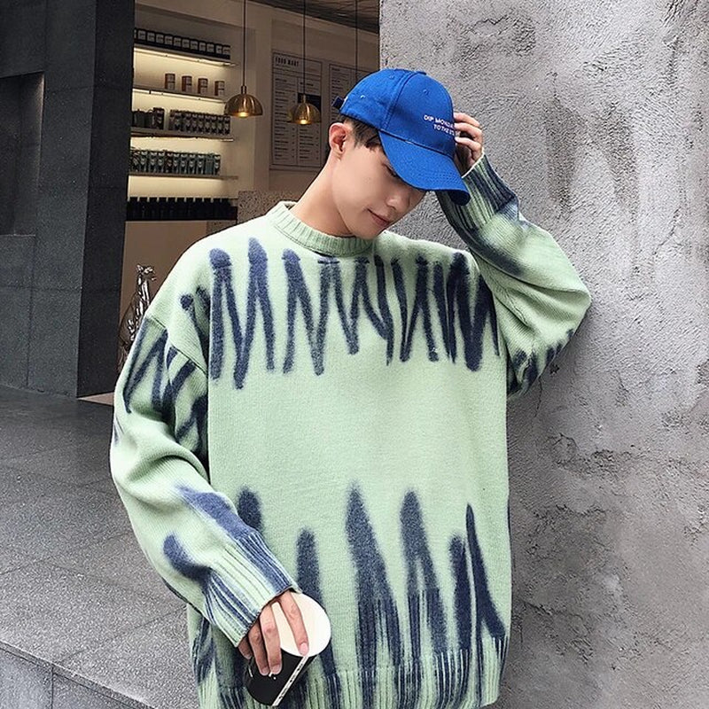 Men Korean Fashions Sweaters Pullovers 2023 Mens Streetwear Fashions Oversized Knitted Sweater Autumn Oversized Tops