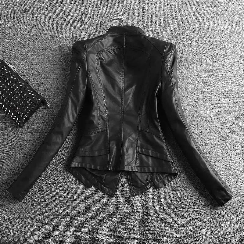 2023 New Fashion Slim Women Motorcycle Leather Wild Short Women'S Leather Jacket Leisure Coat Female Black Women'S Clothing