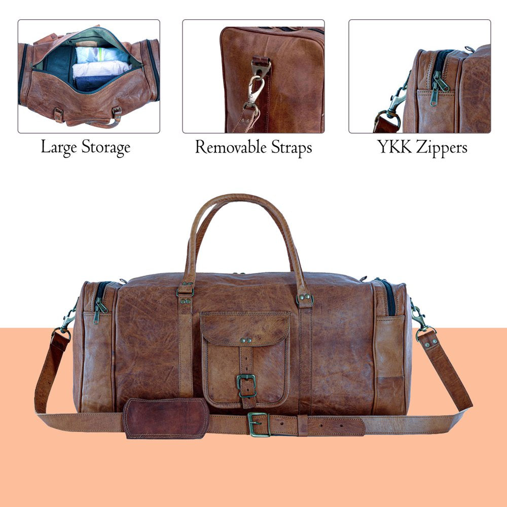 Vintage Leather Duffel Travel Bag