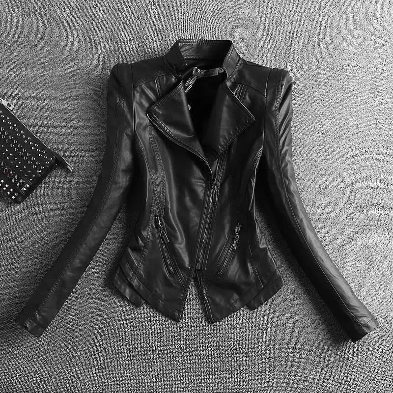 2023 New Fashion Slim Women Motorcycle Leather Wild Short Women'S Leather Jacket Leisure Coat Female Black Women'S Clothing