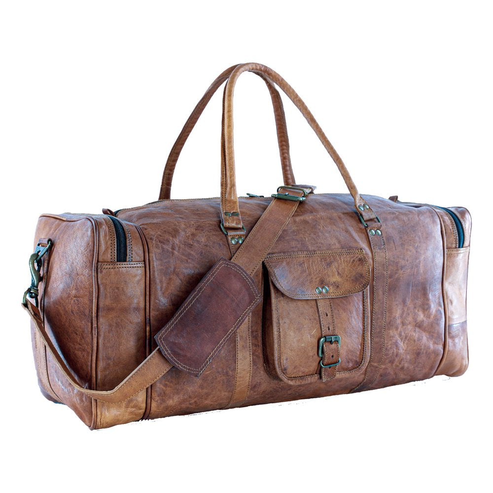 Vintage Leather Duffel Travel Bag