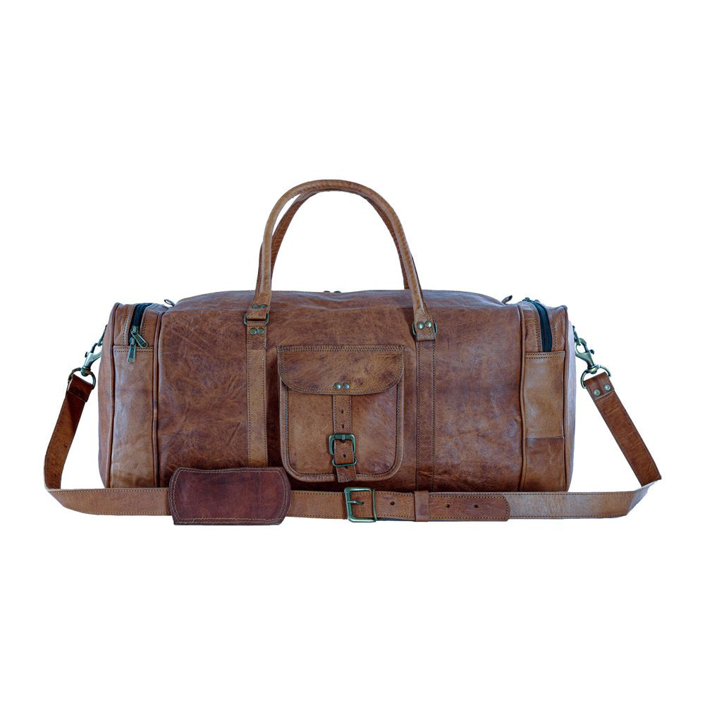 Vintage Leather Duffel Travel Bag